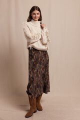 Slowlove Saia midi estampada Castanho