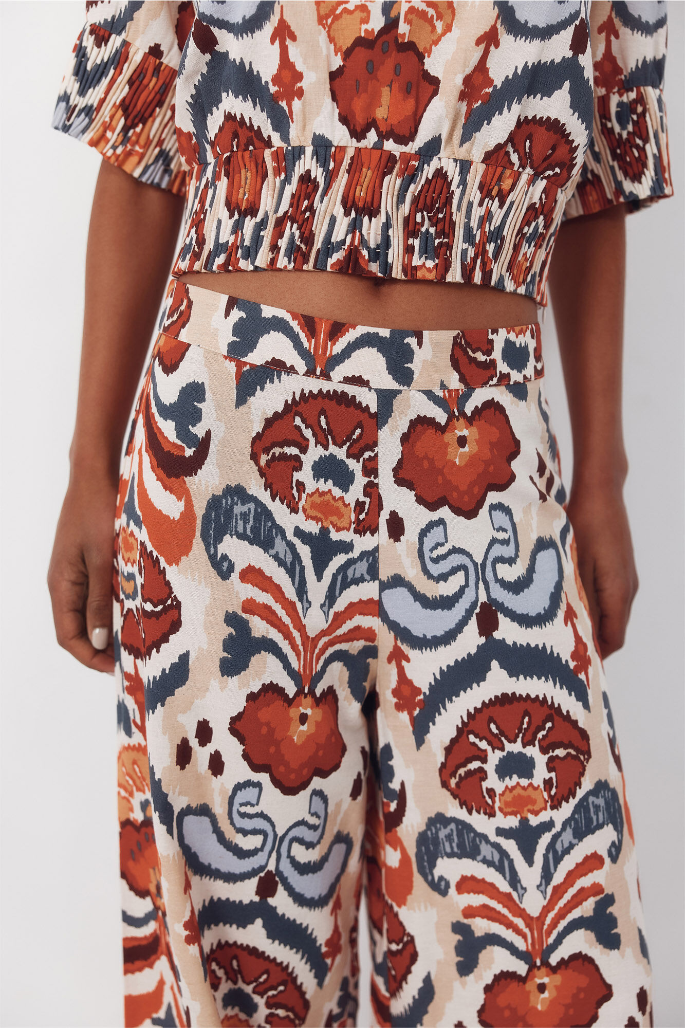 Cortefiel Printed wide-leg trousers Multicolour