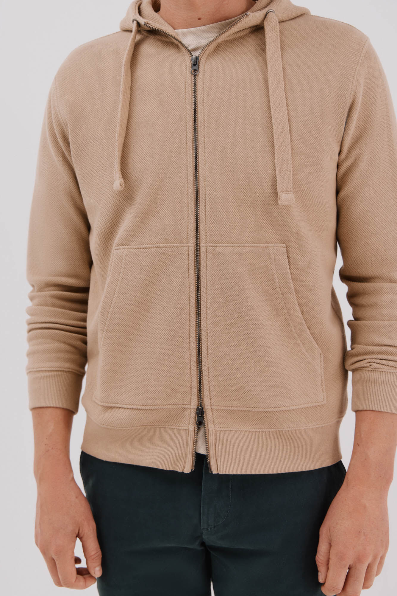 Cortefiel Hooded cardigan Beige