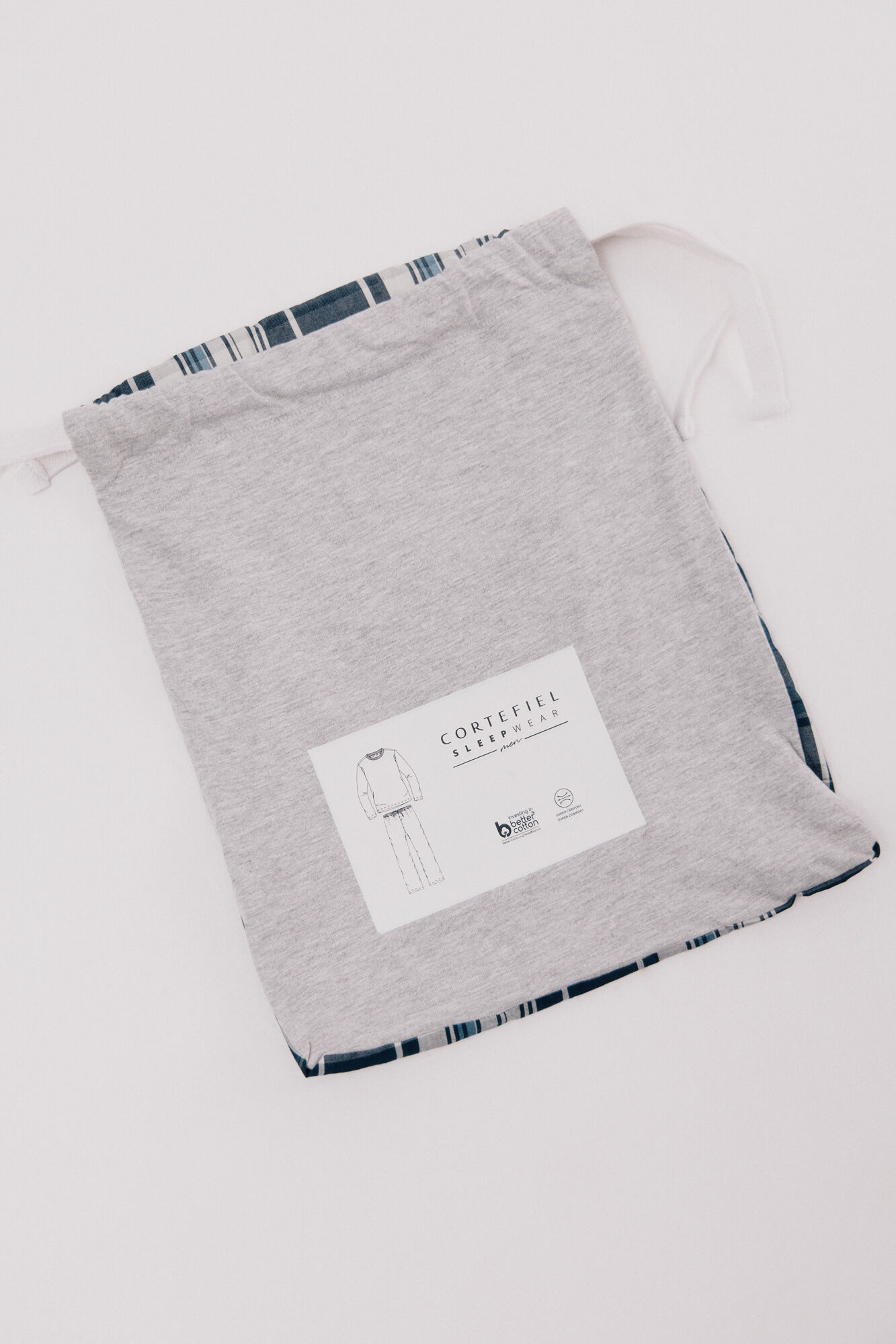 Cortefiel Jersey-knit and cloth pyjama set Grey