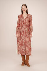 Grace & Mila Vestido longo com estampado de motivos bo&ecirc;mios Vermelho