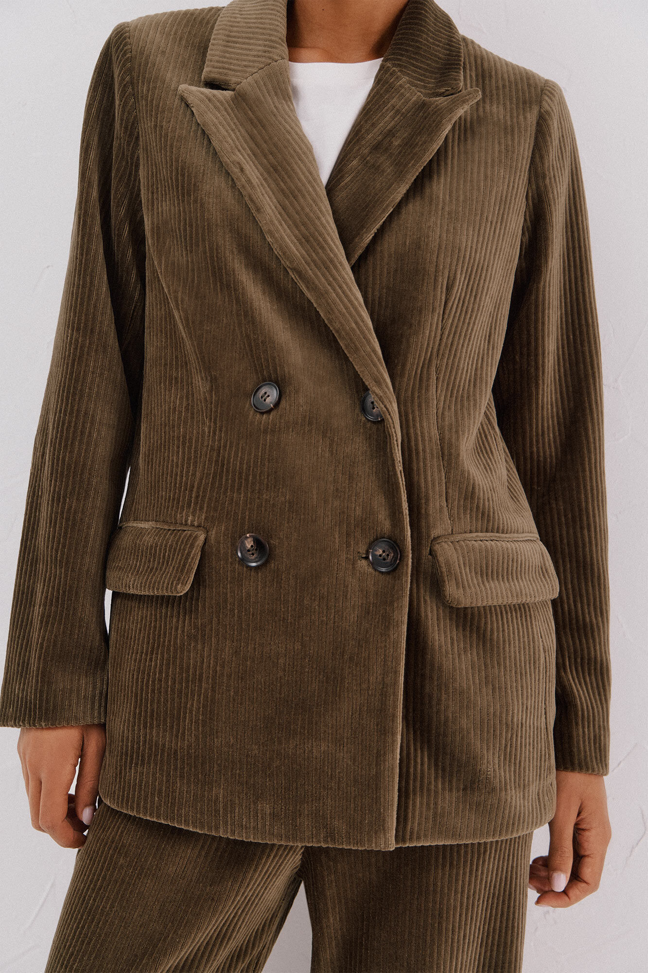 Cortefiel Blazer feminino de veludo Verde