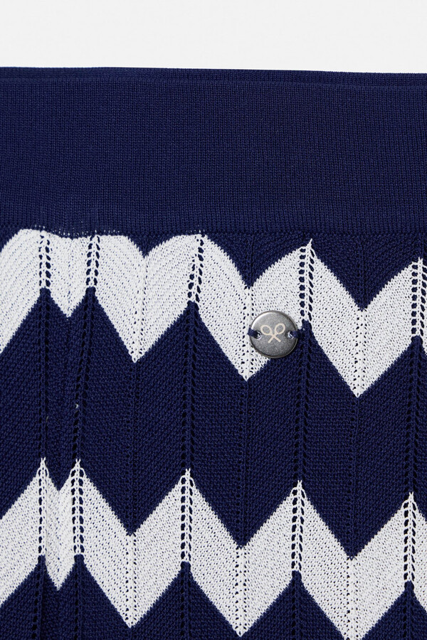 Cortefiel Herringbone knit trousers  Printed blue