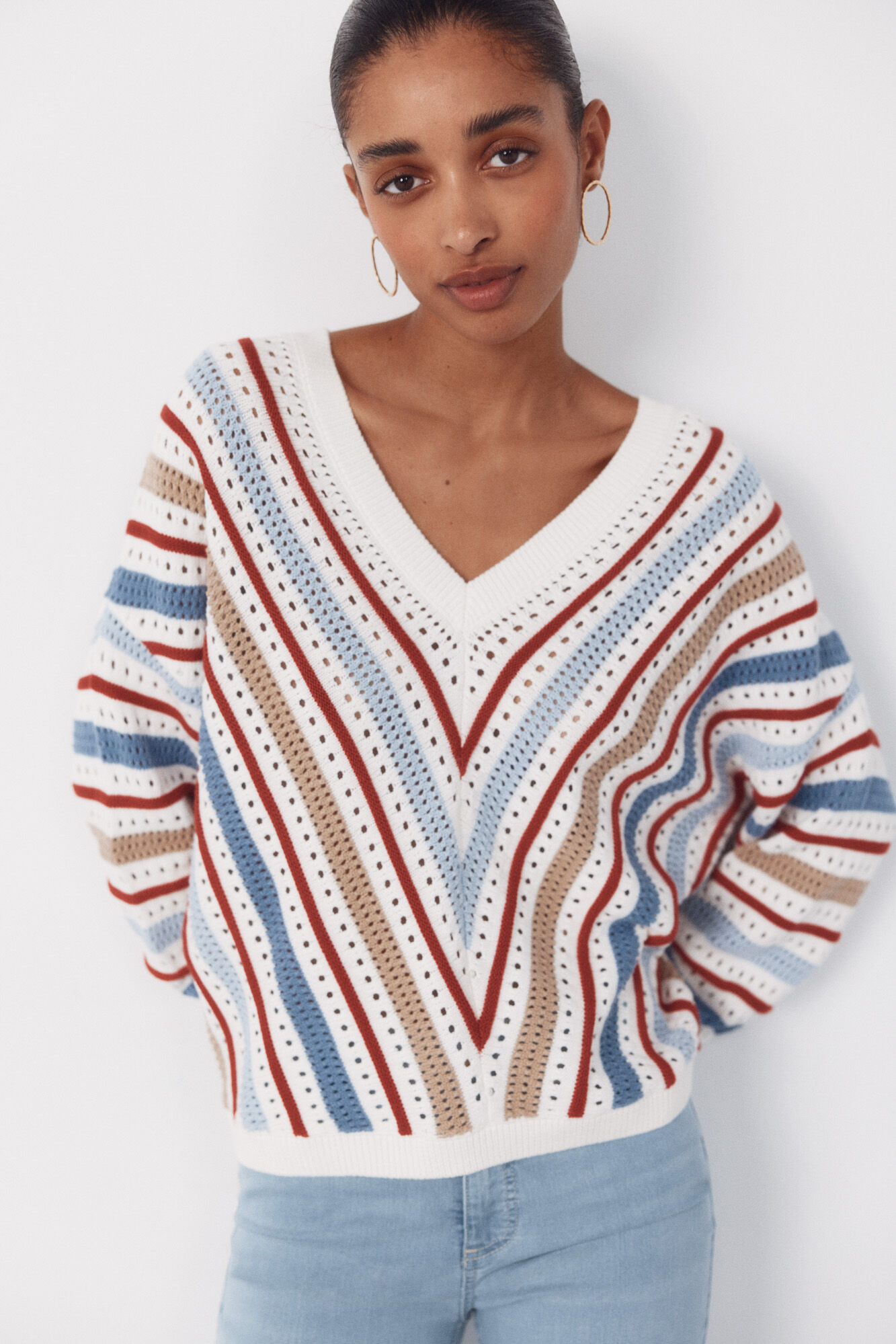 Cortefiel Jersey calado rayas