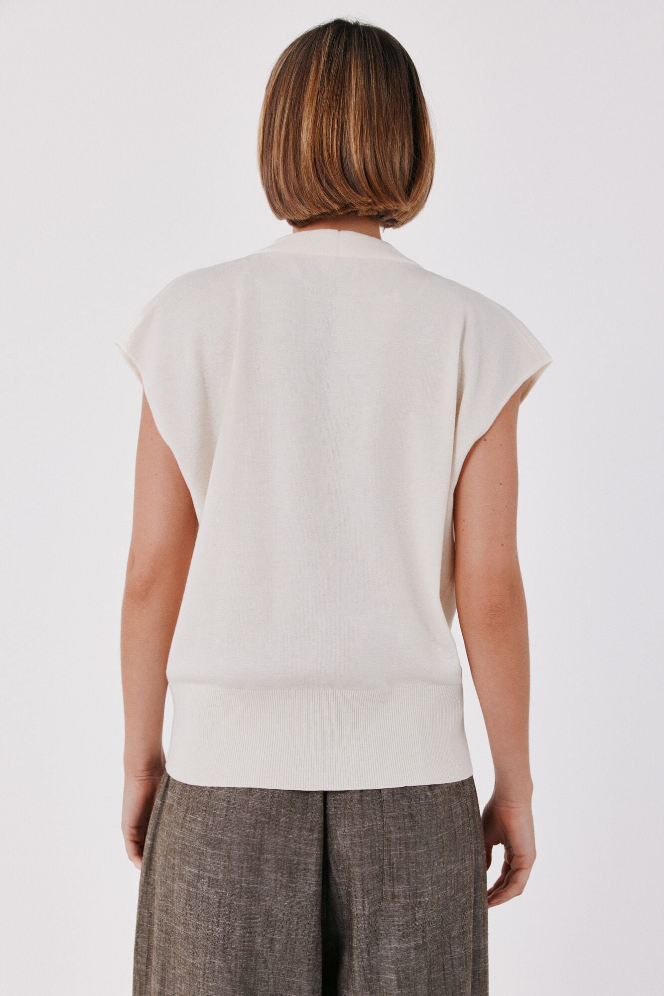 Cortefiel Draped knit top Ivory