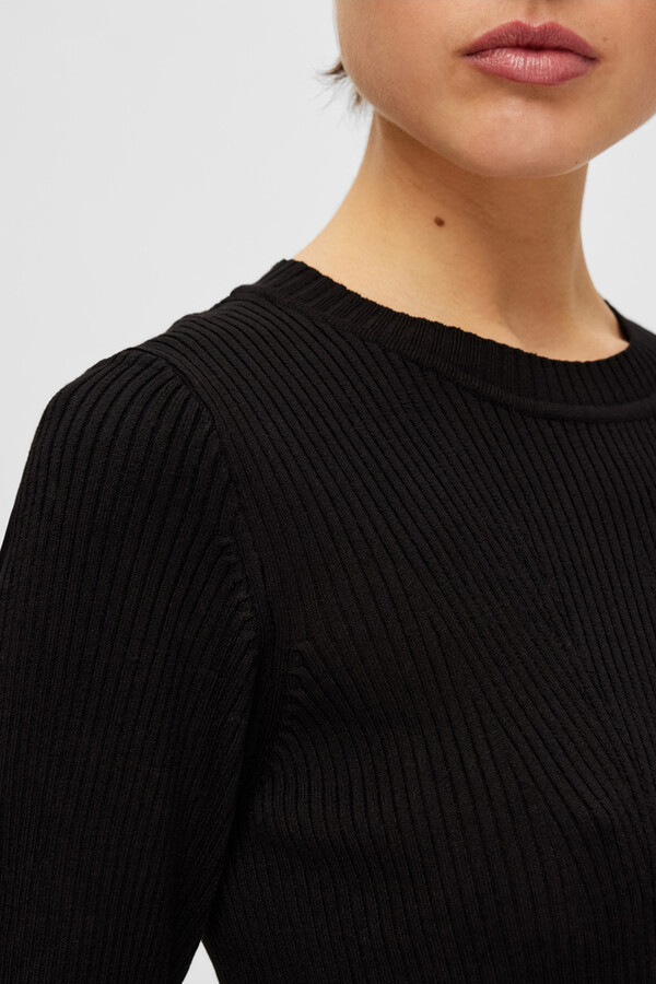Cortefiel Short-sleeved jersey-knit top made with Lenzing Ecovero Black