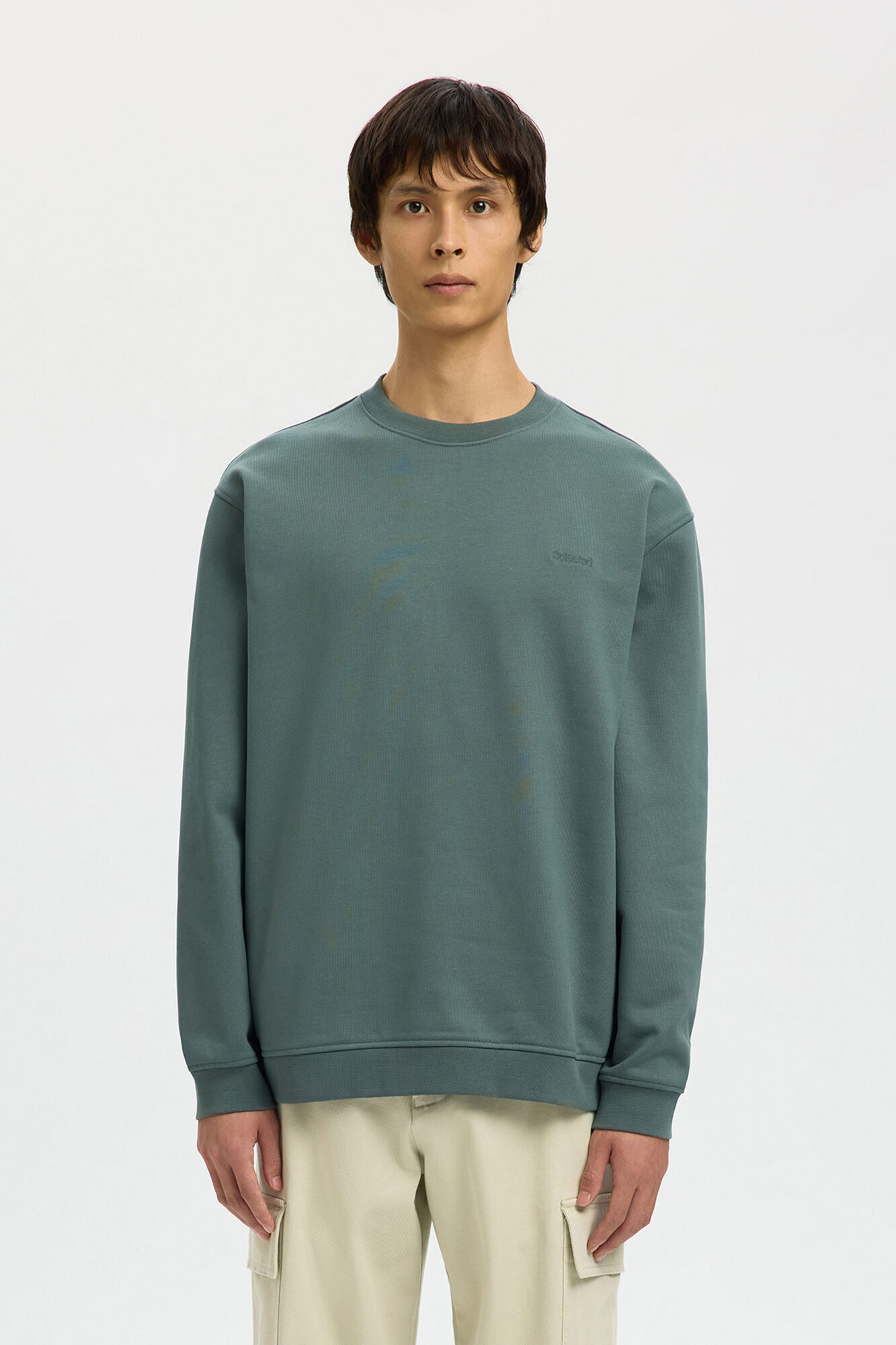 Selected Sweatshirt para homem sem capuz Verde