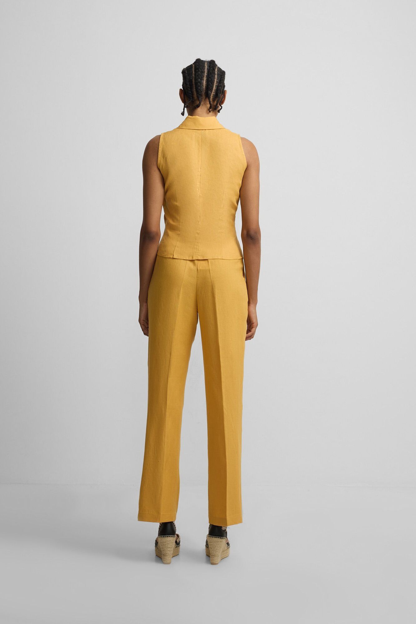Silbon Linen straight trousers Yellow