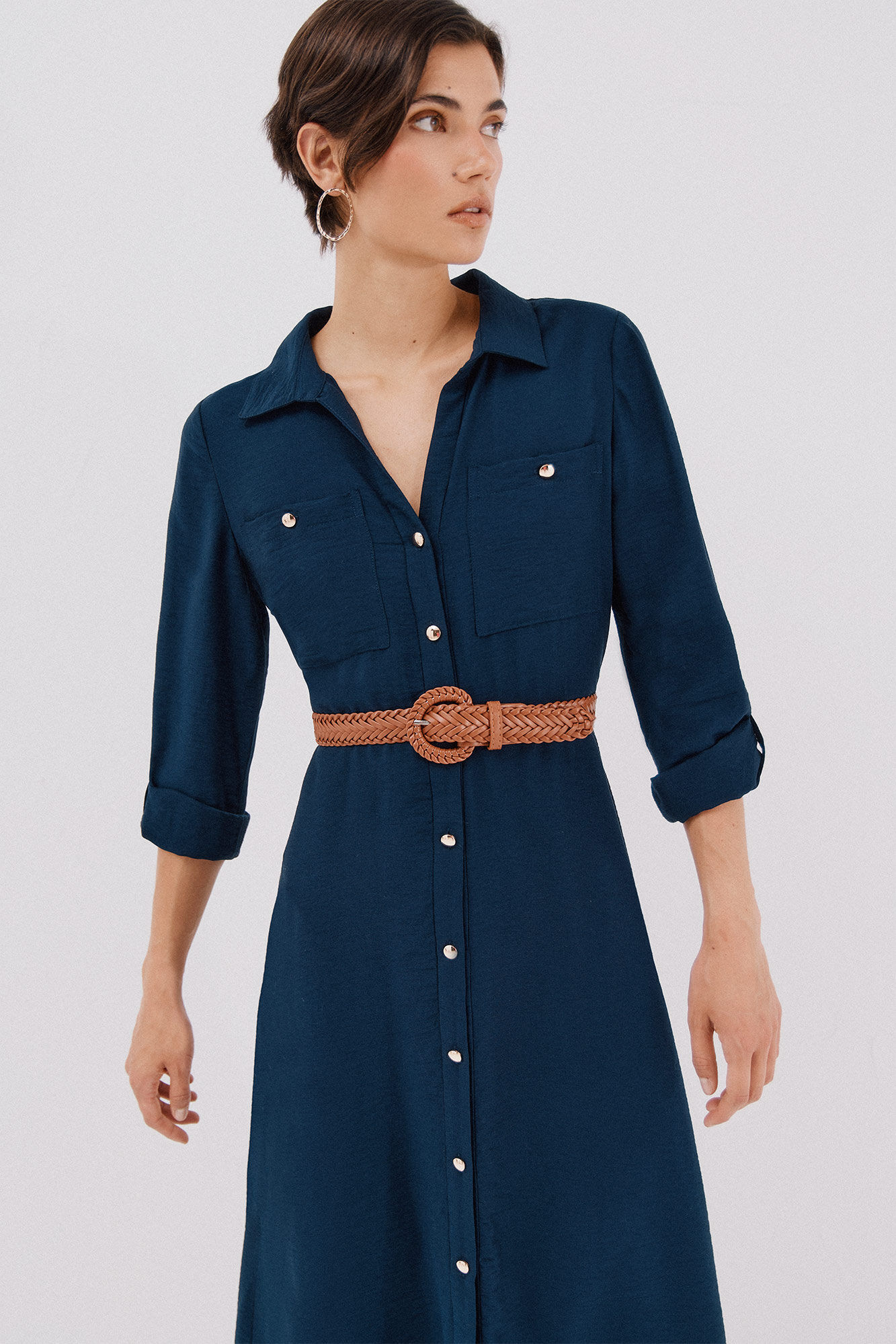 Cortefiel Vestido camiseiro cinto