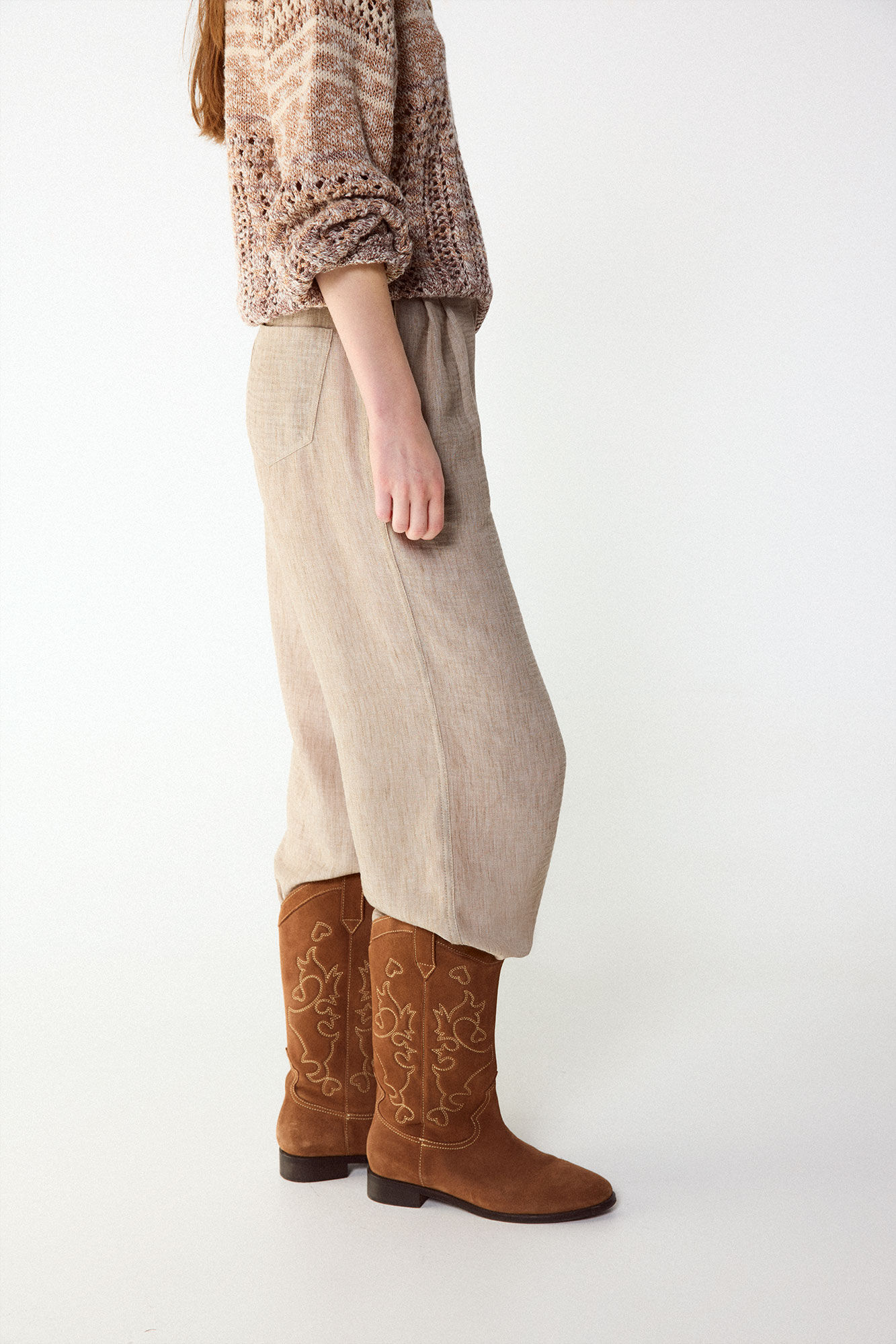 Slowlove Pantal&oacute;n flu&iacute;do &iacute;ndigo Castanho