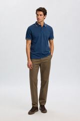 Selected Piqu&eacute; short sleeve polo shirt Blue