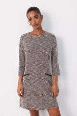 Cortefiel Short tweed dress Dark brown
