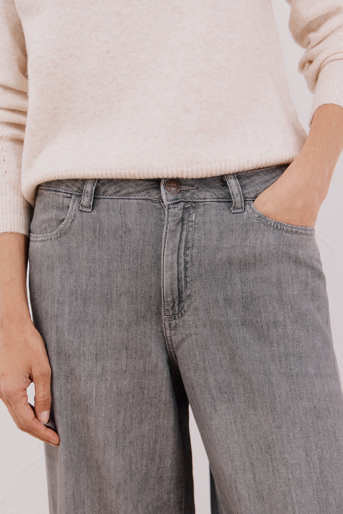 Cortefiel Long palazzo jeans  Dark grey