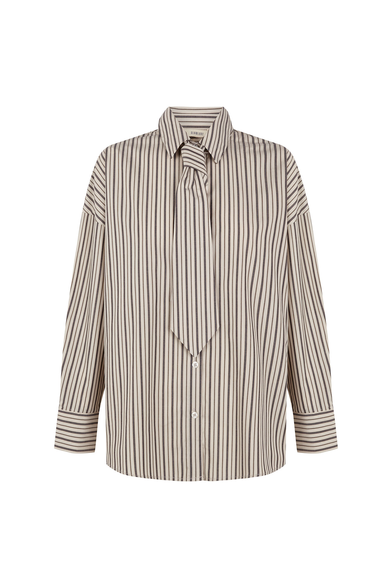 Slowlove Camisa de riscas com gravata Impress&atilde;o