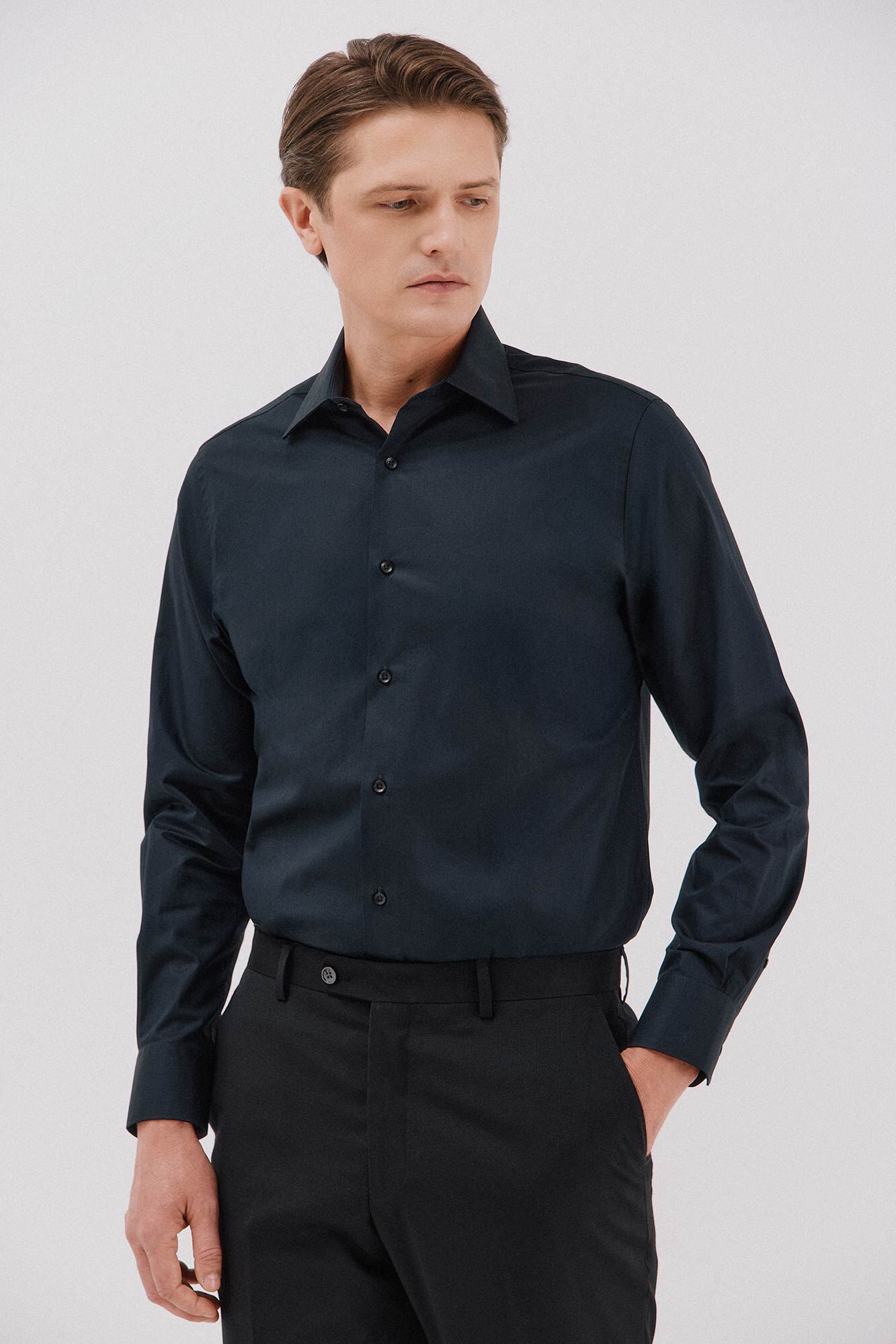 Cortefiel Plain tencel cotton dress shirt