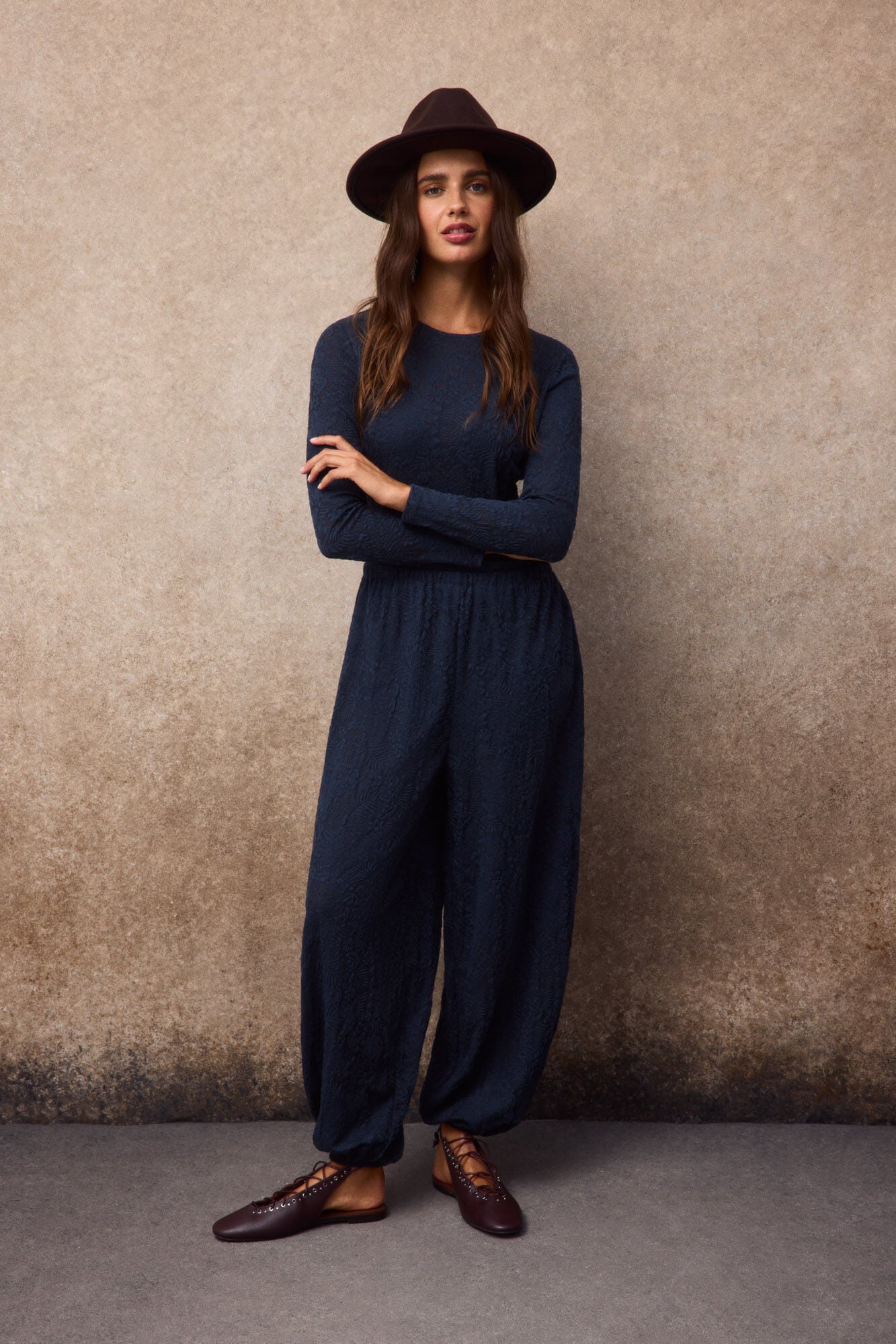 Slowlove Cal&ccedil;a folgada de malha Azul