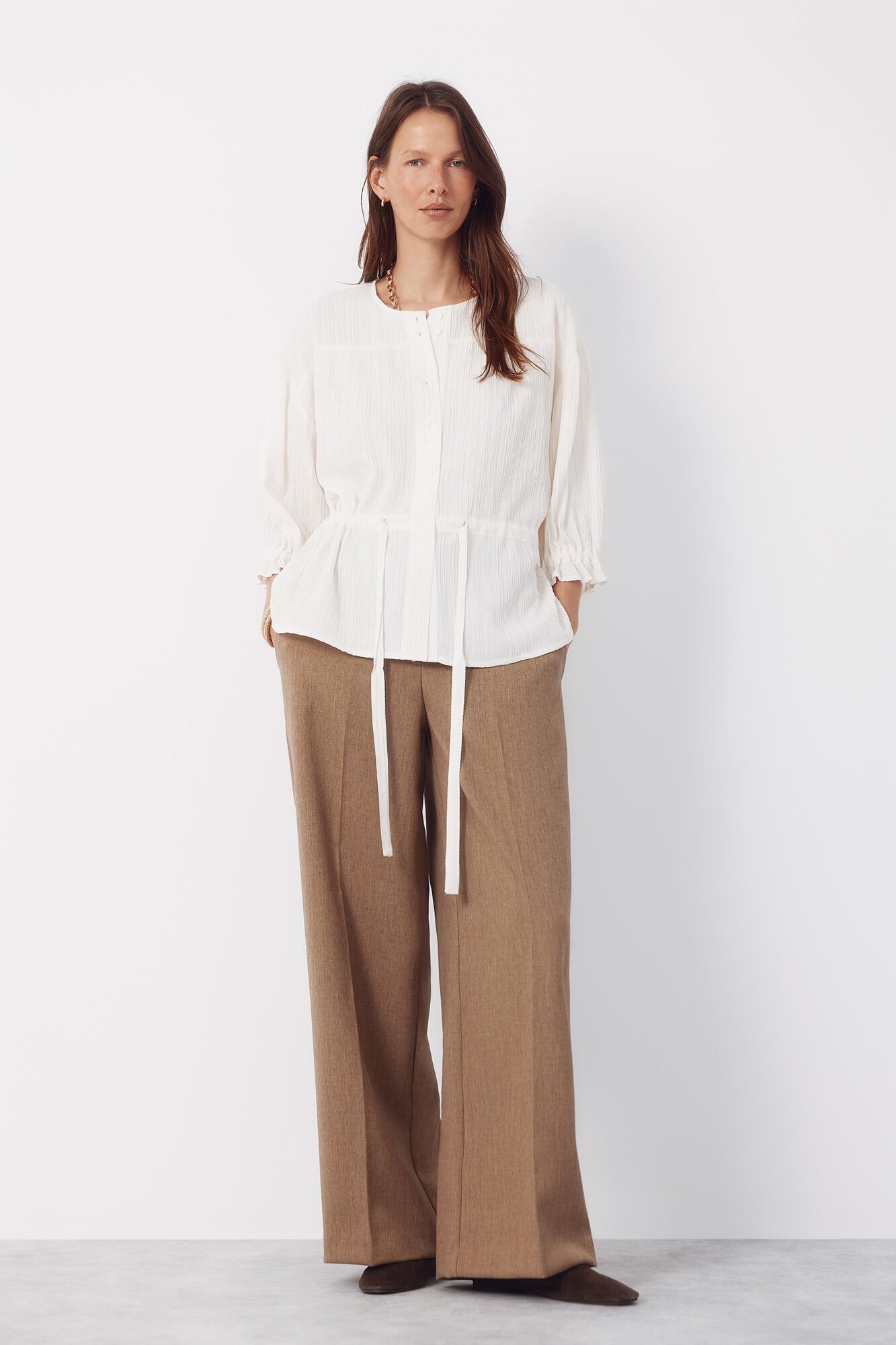 Cortefiel Palazzo trousers Beige