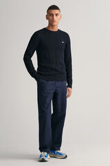 Gant Jersey de algodón con cuello redondo Azul