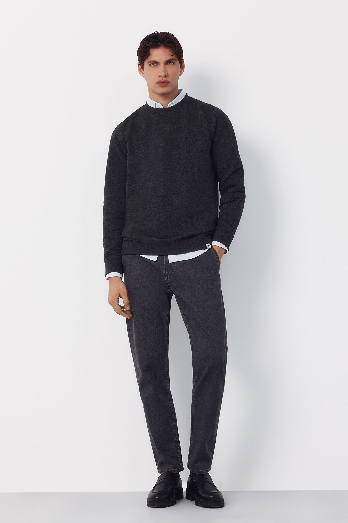 Cortefiel Textured crew neck sweatshirt