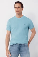Cortefiel Piqu&eacute; basic T-shirt Turquoise