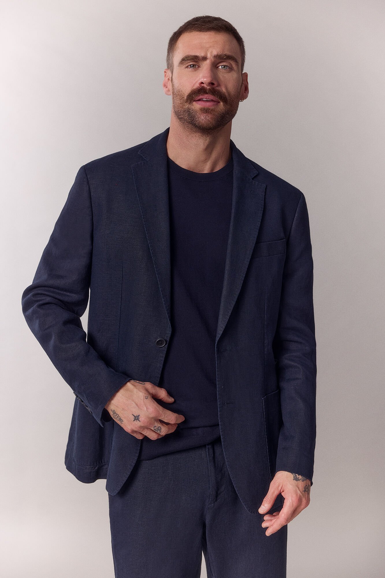 OOTO Blazer coordenado mistura de linho Azul