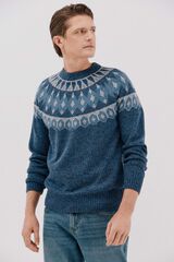 Cortefiel Christmas sweater with a wool crew neck Navy