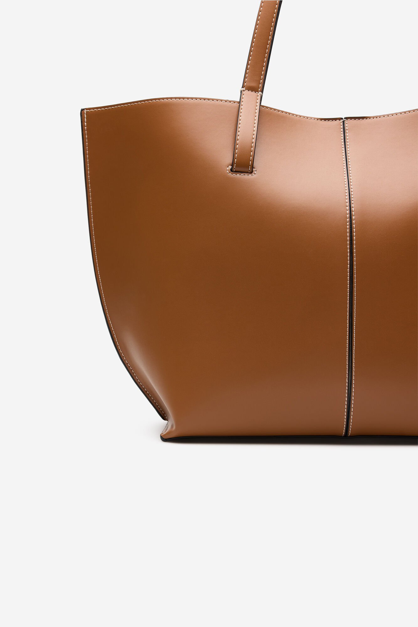 Cortefiel Sacola de compras b&aacute;sica com costura Castanho