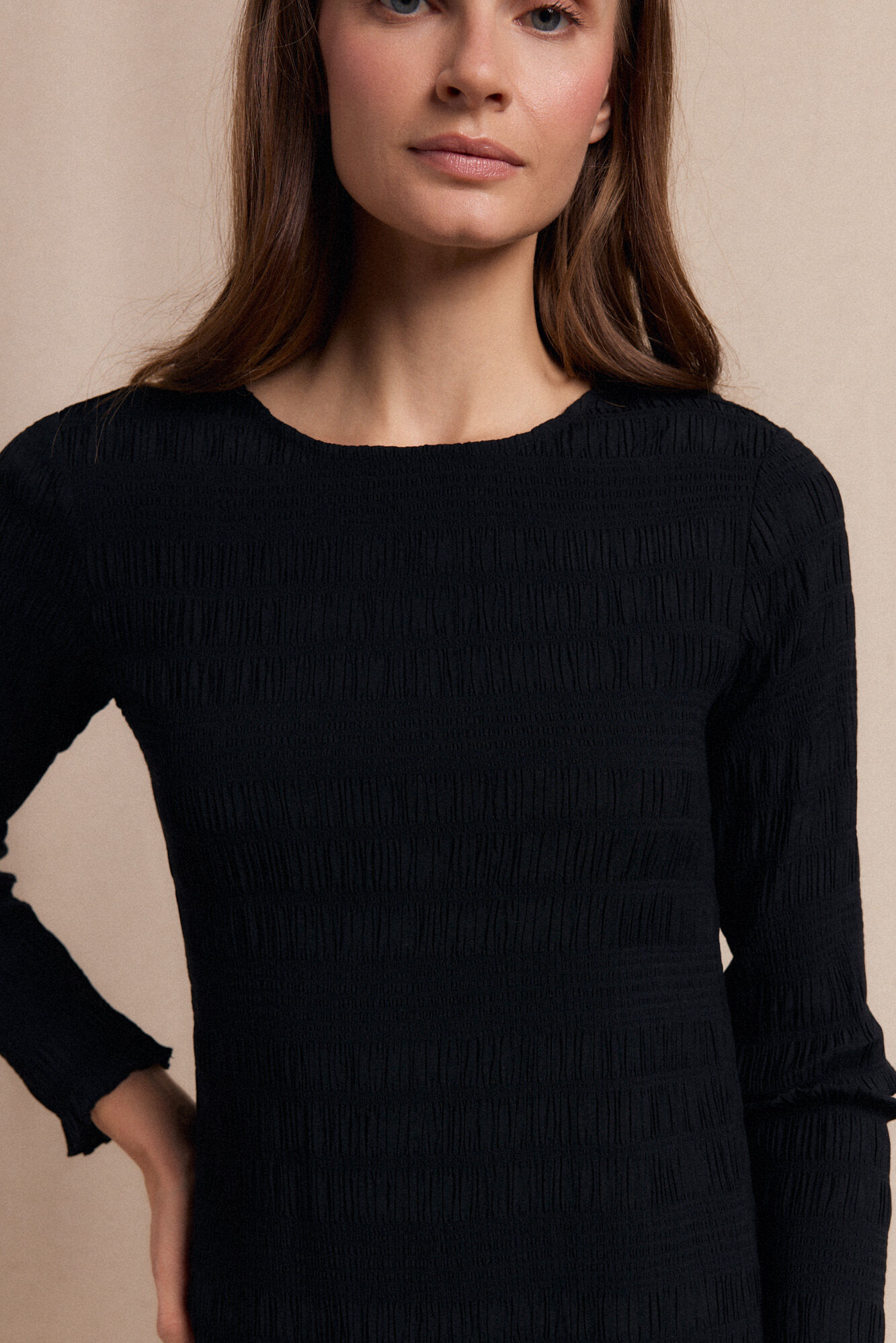 Slowlove Vestido textura elastico Preto