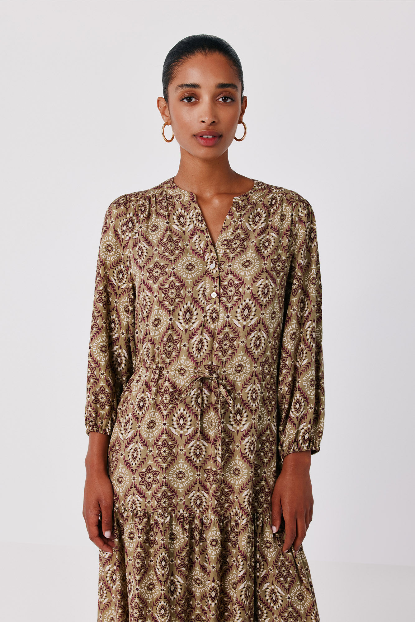 Cortefiel Printed flared dress Printed green