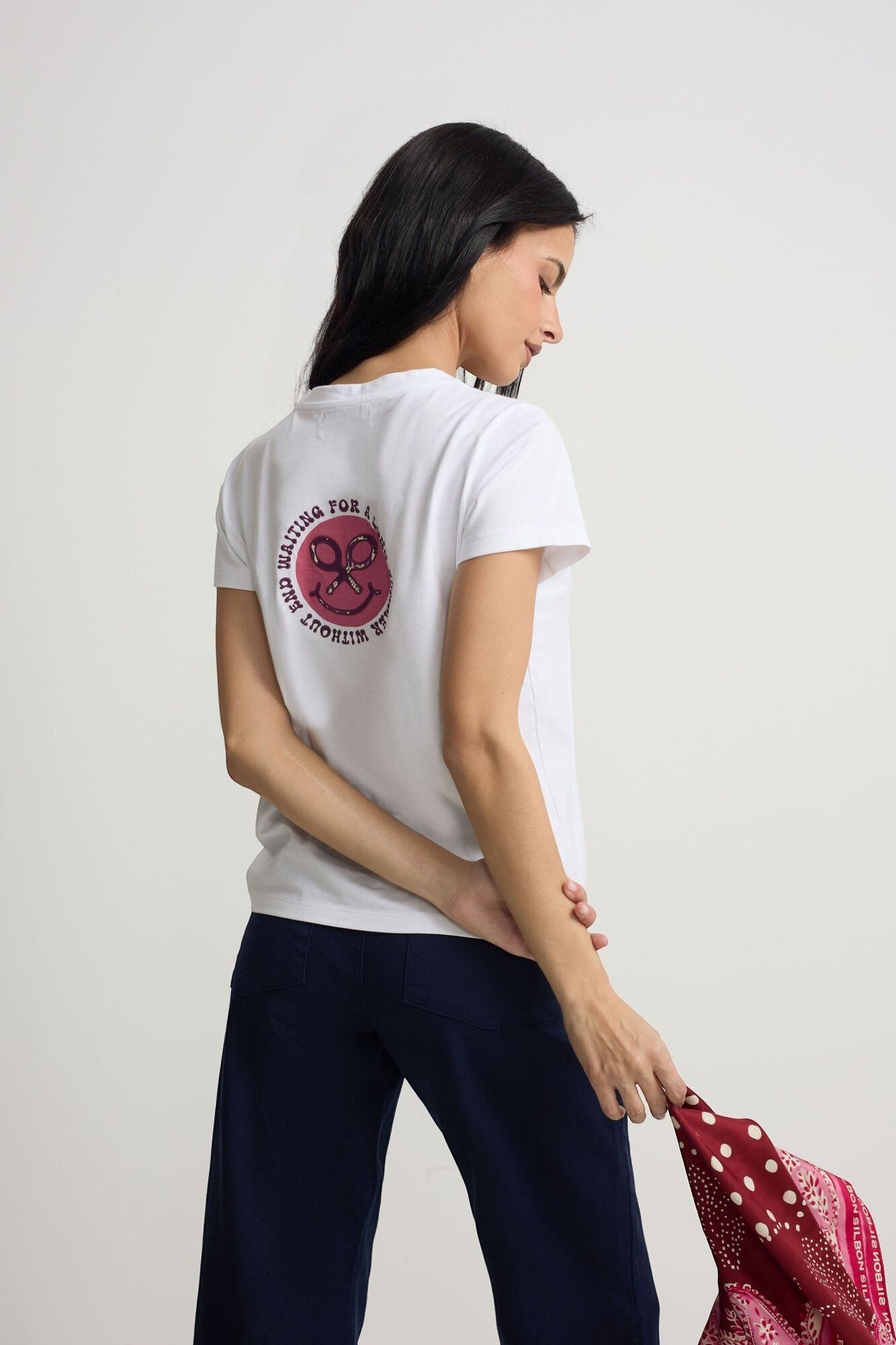 Silbon T-shirt estampada woman smile Branco