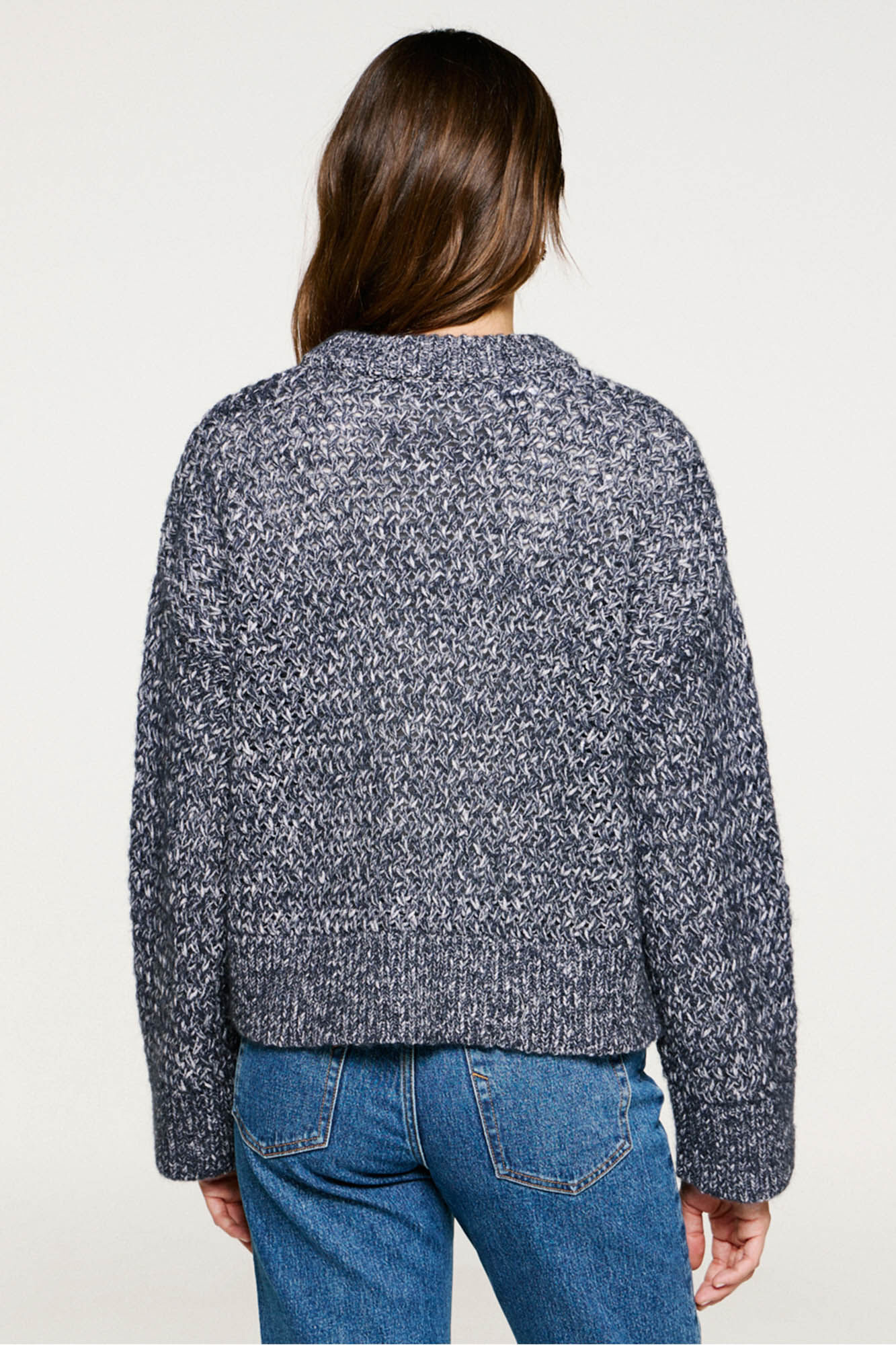 Selected Camisola de gola caixa de algod&atilde;o org&acirc;nico Cinzento