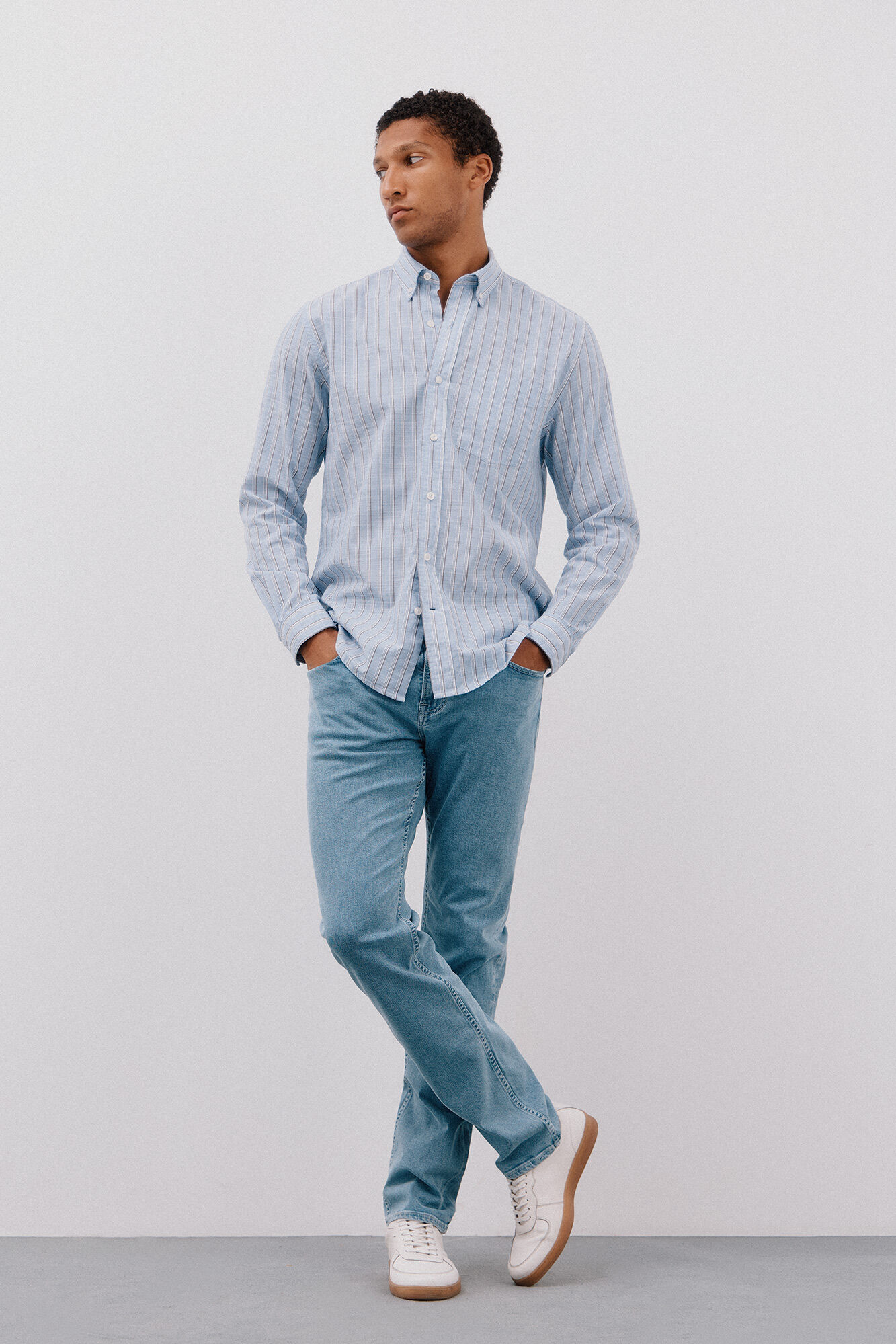 Cortefiel Camisa riscas em chamas Azul