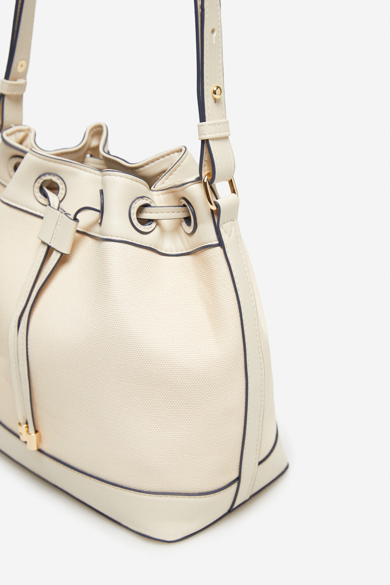 Cortefiel Bolso saco canvas Marfil