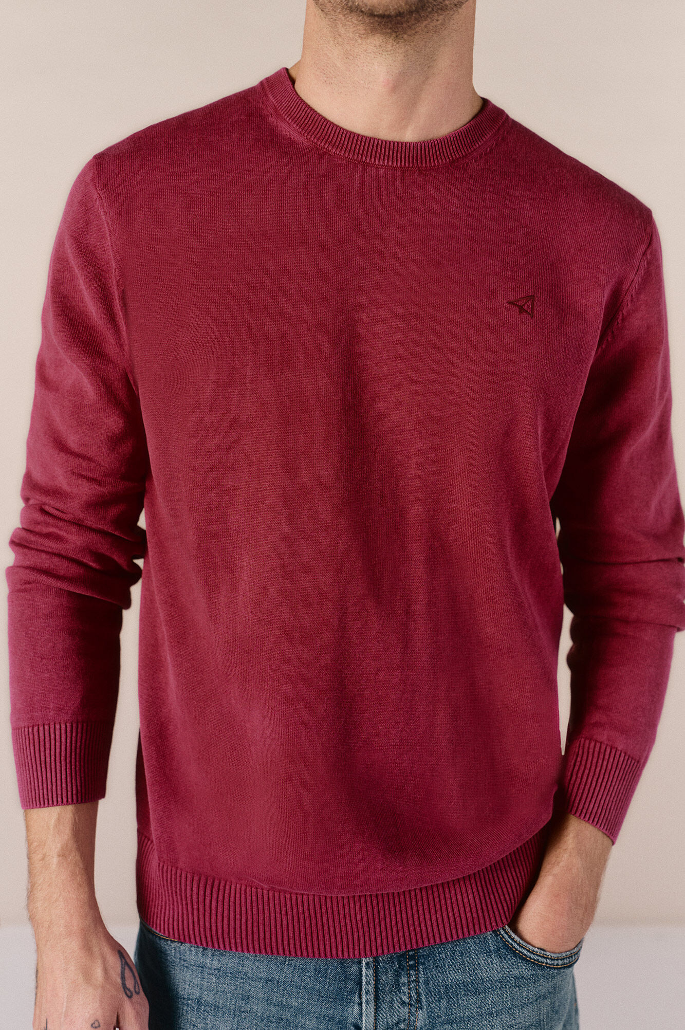 OOTO Camisola gola redonda em algod&atilde;o lavado