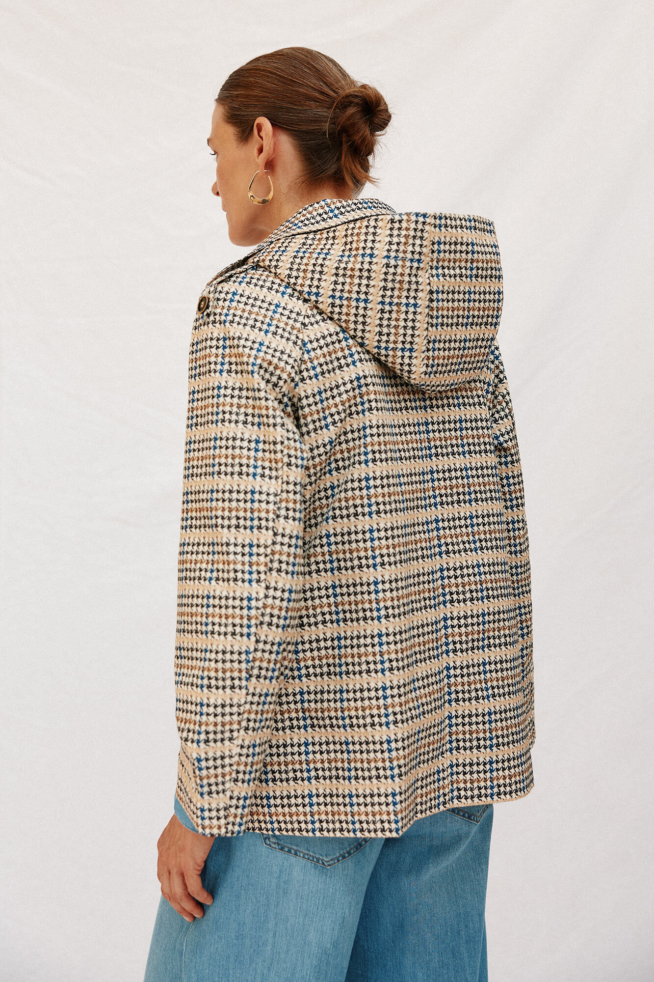 Cortefiel Gabardina curta com v&eacute;u Multicolorido