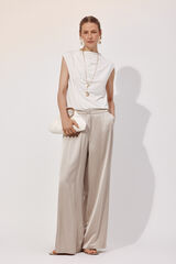 Cortefiel Pleated sleeve top Ivory