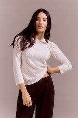 Cortefiel Structured top with puffed sleeve Ivory