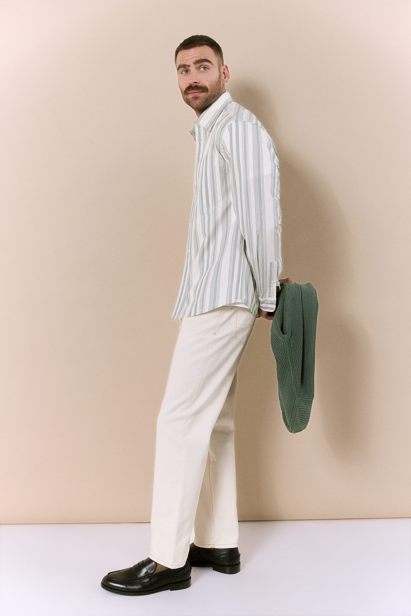 OOTO Camisa &agrave;s riscas manga comprida em popelina