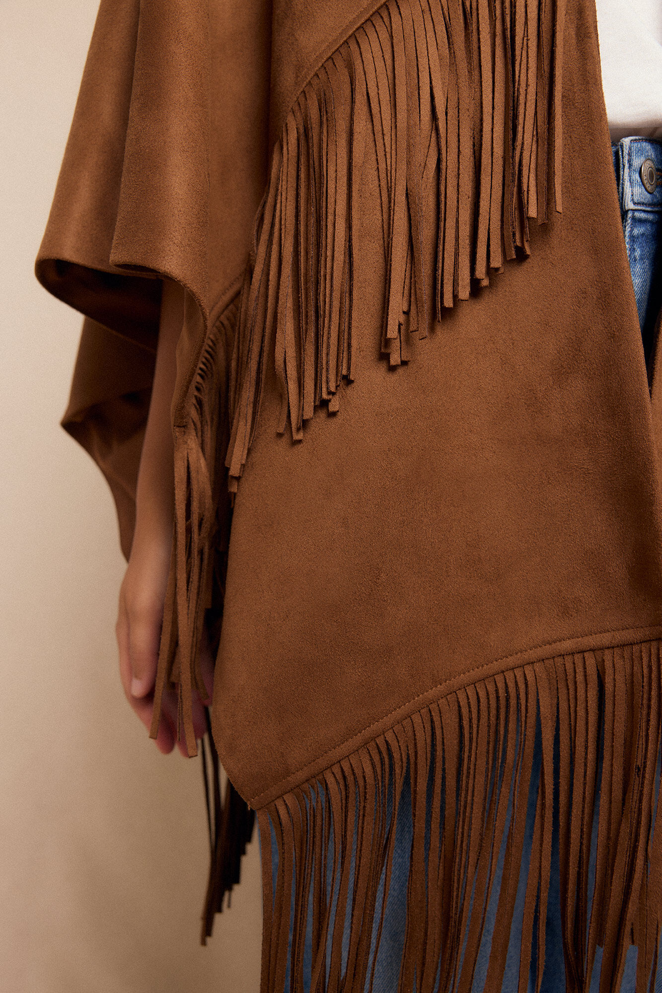 Slowlove pele poncho de pele sint&eacute;tica Tostado