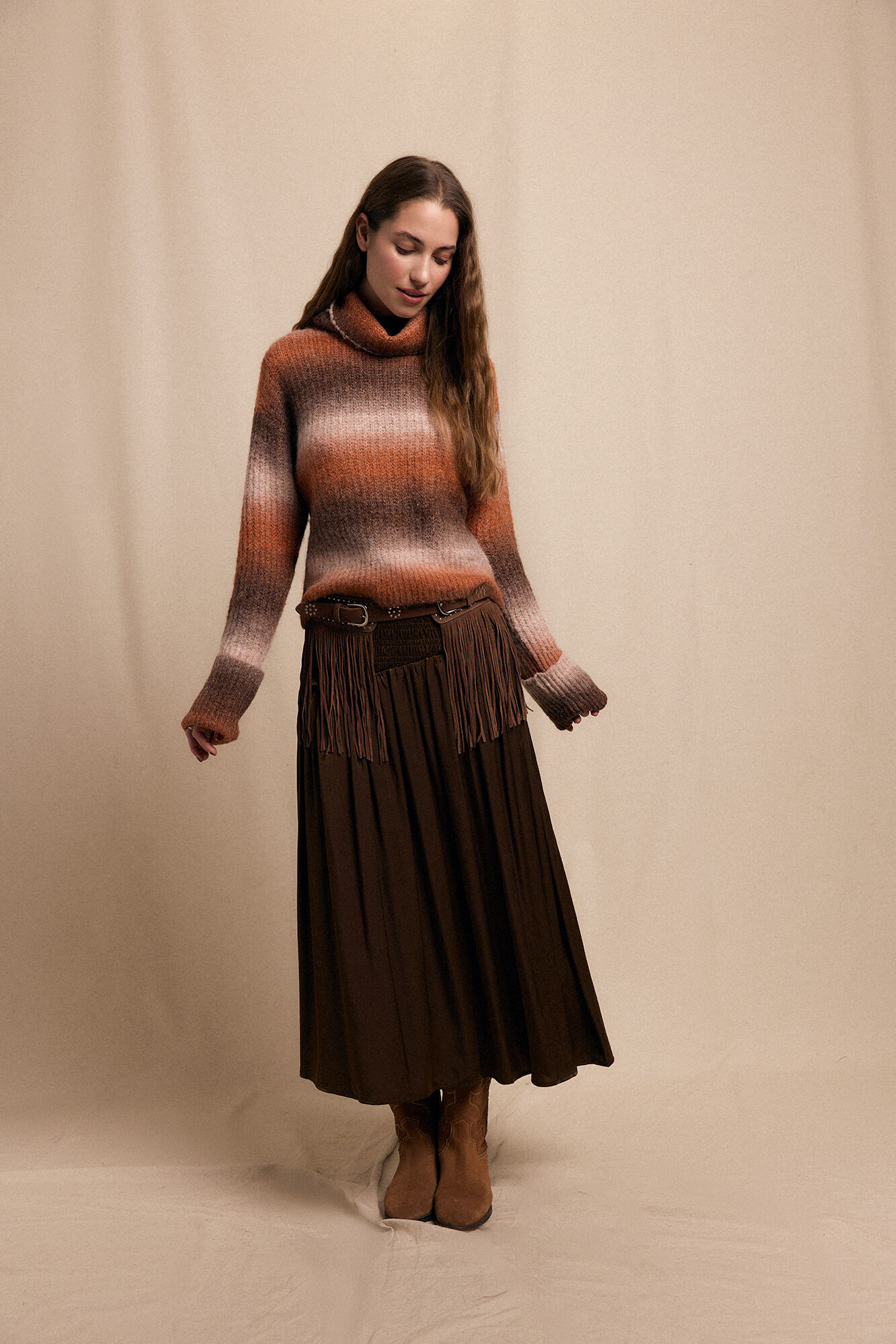 Slowlove Camisola gola alta Tostado