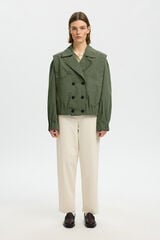 Selected Double-breasted bomber jacket Dark green
