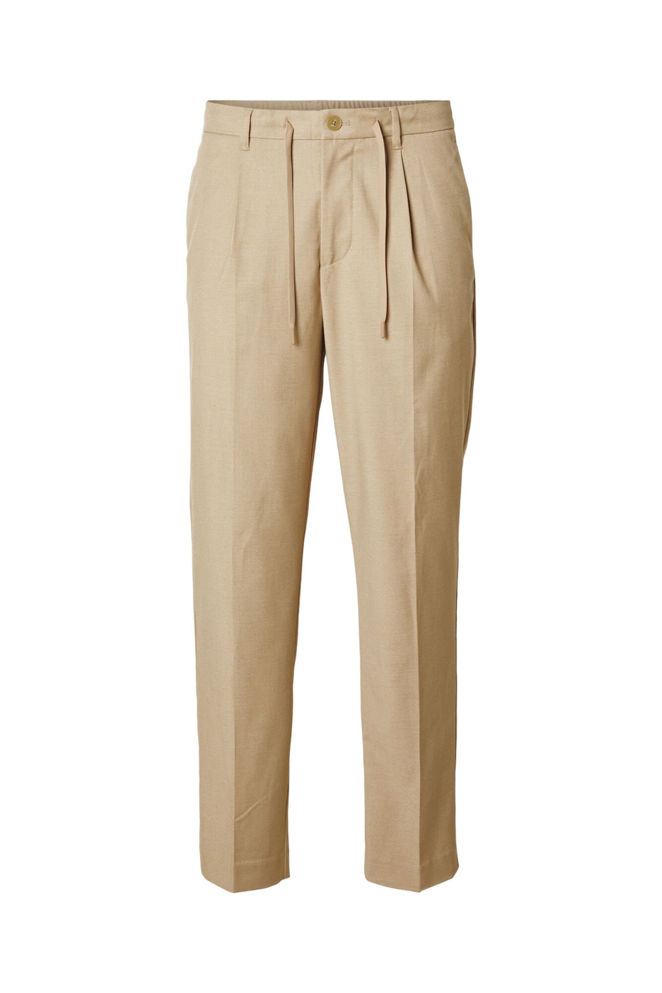 Selected Cal&ccedil;as plissadas casuais Castanho