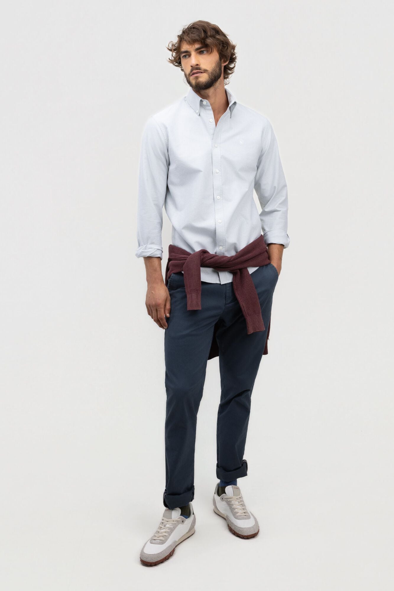 El Ganso Camisa Oxford lisa com bot&otilde;es Ecru