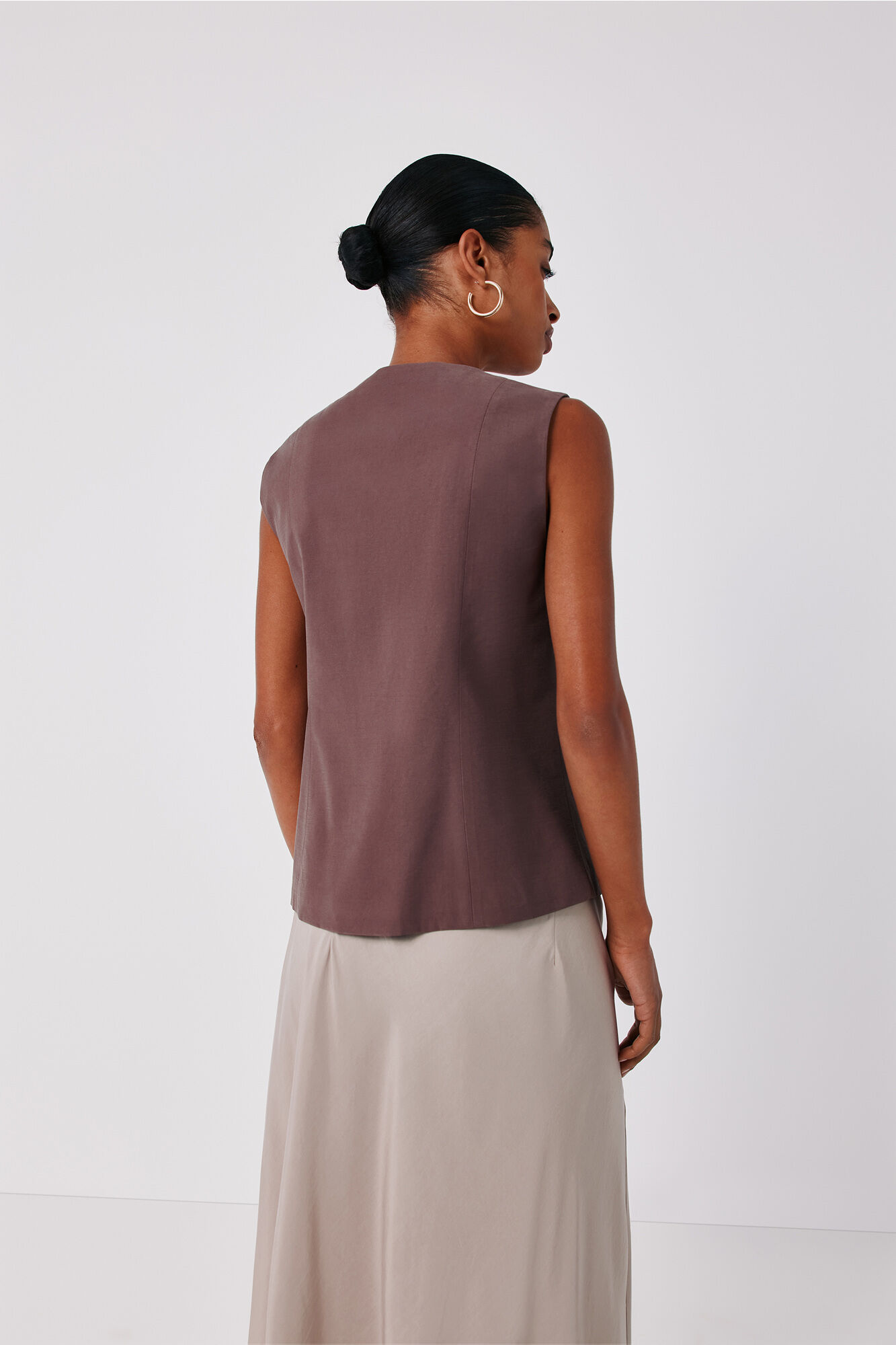Cortefiel Closed gilet Dark brown