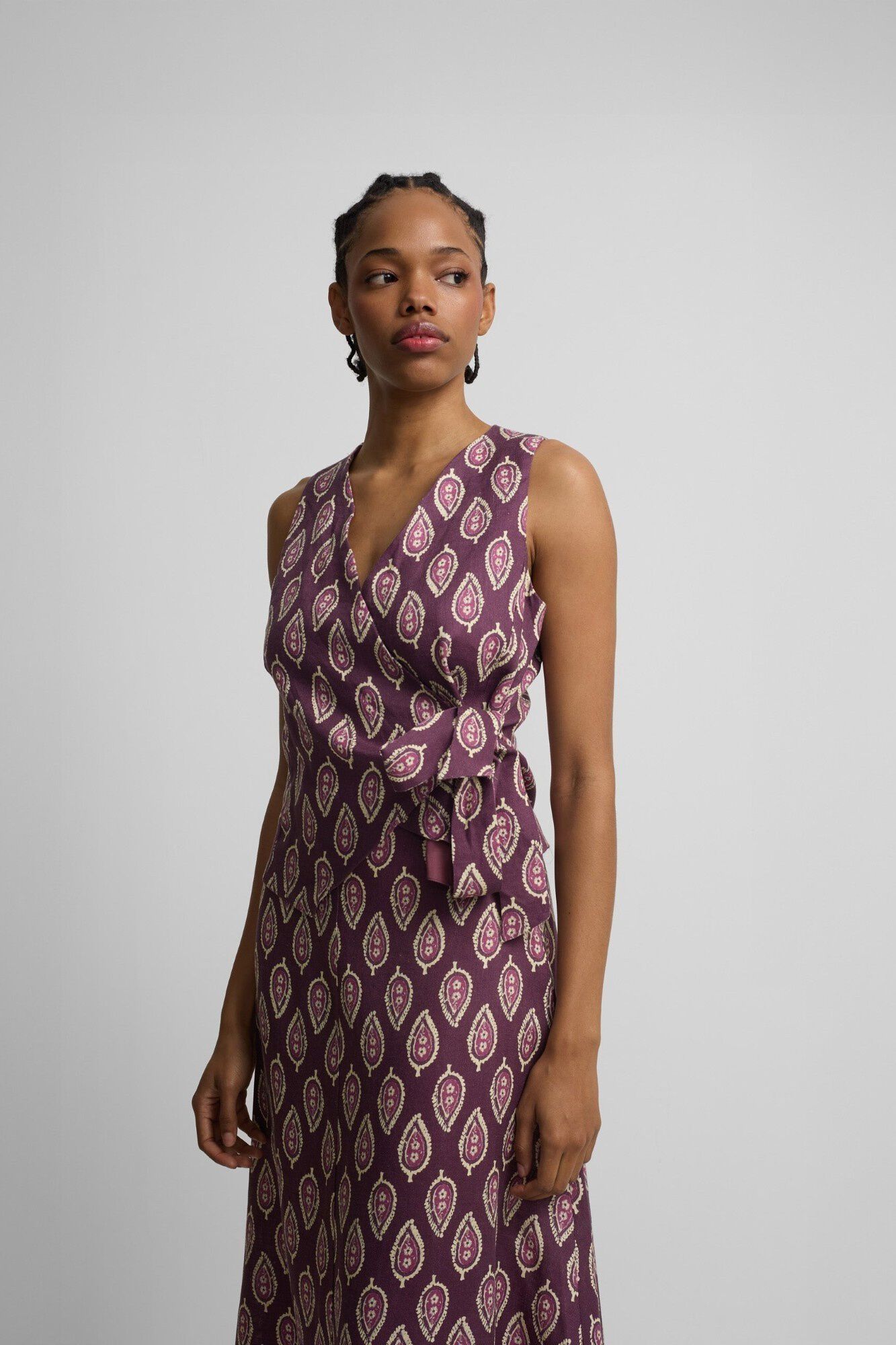 Silbon Colete cruzado com la&ccedil;o estampado