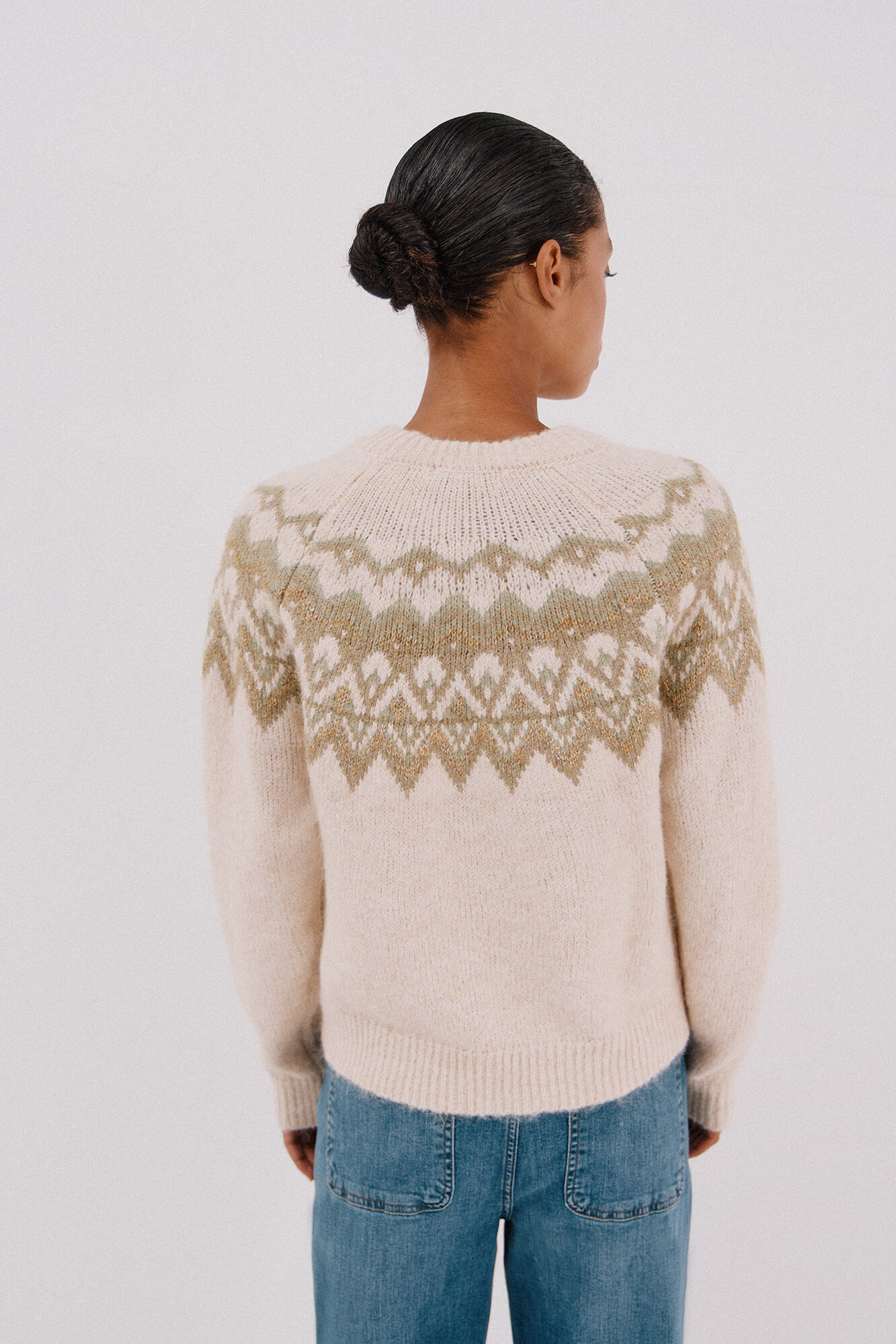 Cortefiel Fair Isle jacquard sweater Ivory