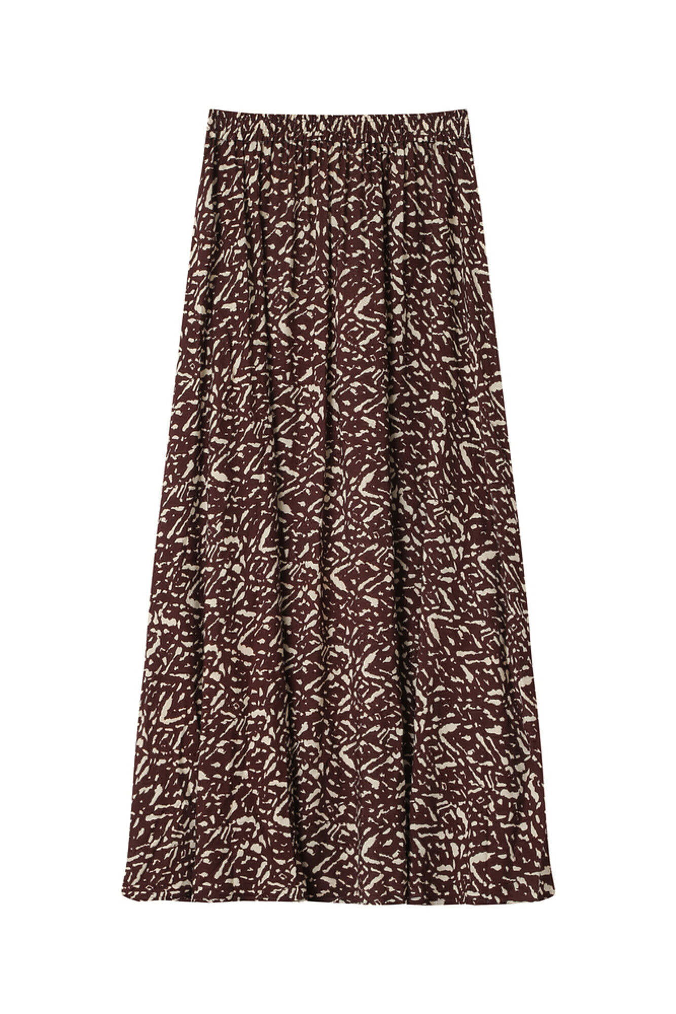 Grace & Mila Saia longa e esvoa&ccedil;ante estampada com motivo gr&aacute;fico Castanho