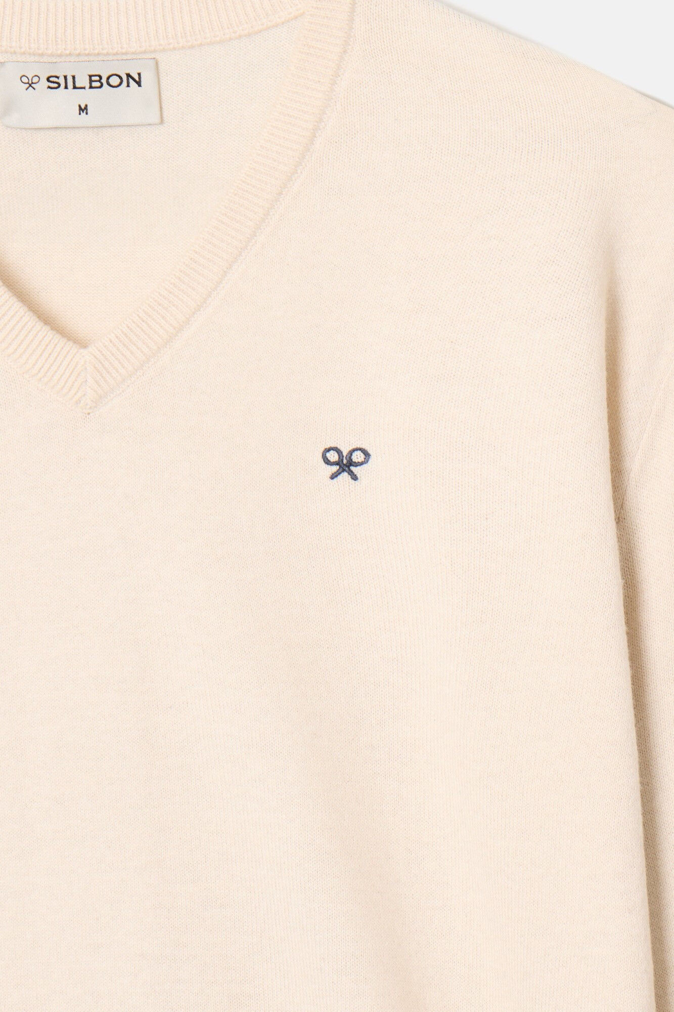 Silbon Jersey liso cuello pico Beige