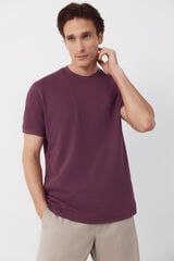Cortefiel Piqu&eacute; basic T-shirt Purple