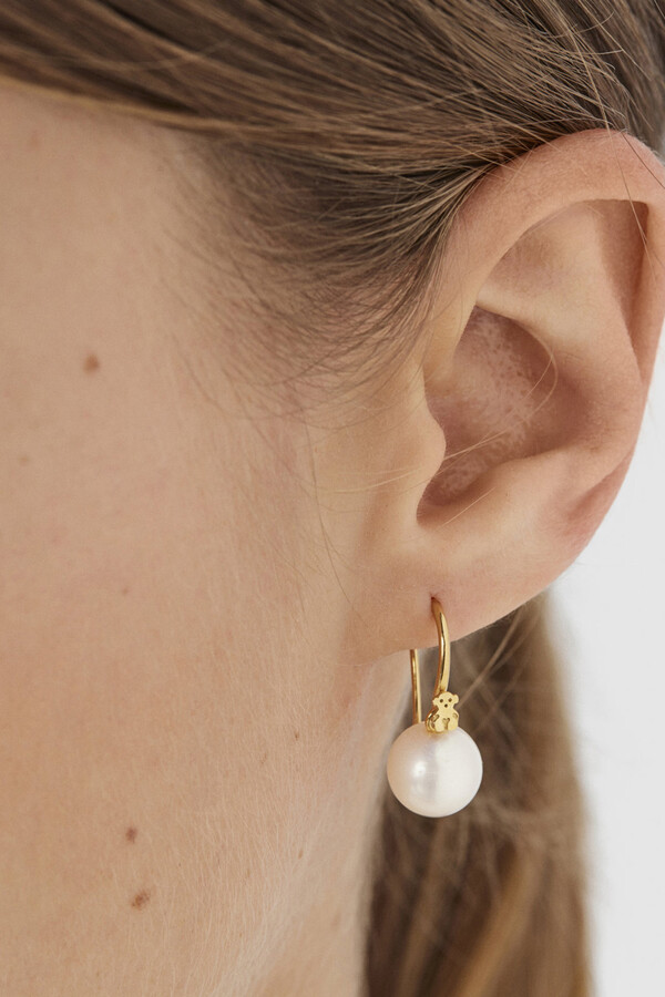 Cortefiel Silver vermeil and pearl earrings Yellow